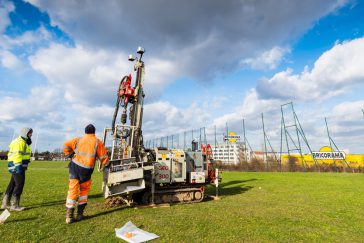 Chantier Marne-Europe à Villiers-sur-Marne : forage sur le site de la future gare de Bry-Villiers-Champigny (Mars 2017)