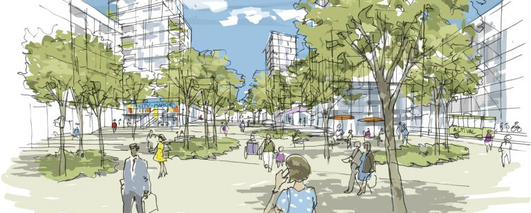 Croquis du projet Projet urbain Marne Europe : La Place, jardin / Abords de la Gare Bry -Villiers - Champigny