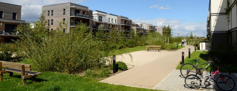 Square situé entre les programmes de logements VG'TAL et les vergers du Bicheret dans l'écoquartier de Montévrain