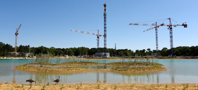 Photographie des chantiers de L'Aqualagon, à Villages Nature Paris
