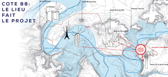 Schéma du projet Cote 88 entre Paris et Marne-la-Vallée