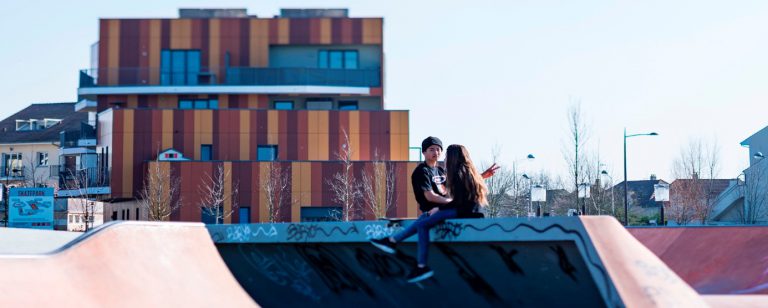 Ecoquartier Le Sycomore : le skatepark dans le parc du Génitoy à Bussy Saint-Georges