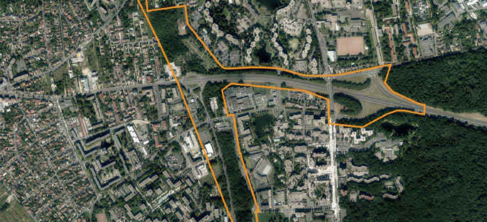Carte aérienne du périmètre de la ZAC Hauts Nestlé (Cité Descartes)