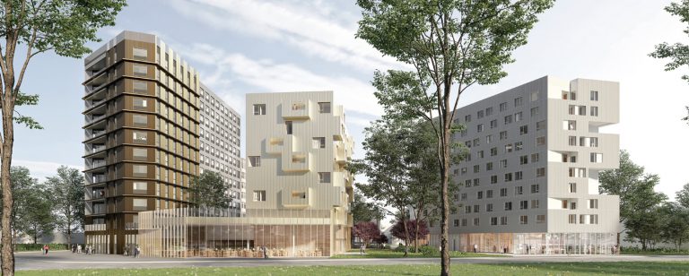 Programme Treed-it : immeuble à ossature bois R+10, à la Cité Descartes