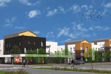 Plan 3D du futur programme de logements Emmaüs (lot SY7) dans l'écoquartier Le Sycomore