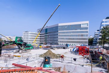 Chantier de la construction du futur siège de la CASDEN, à Champs-sur-Marne