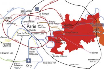 Carte : Représentation du tracé de l'autoroute VDO à Marne-la-Vallée