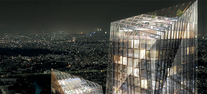 Vue de nuit - Balcon sur Paris à Manre Europe.