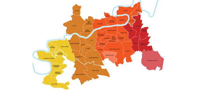 Carte : Marché par secteur industriel et logistique sur le territoire de Marne-la-Vallée.