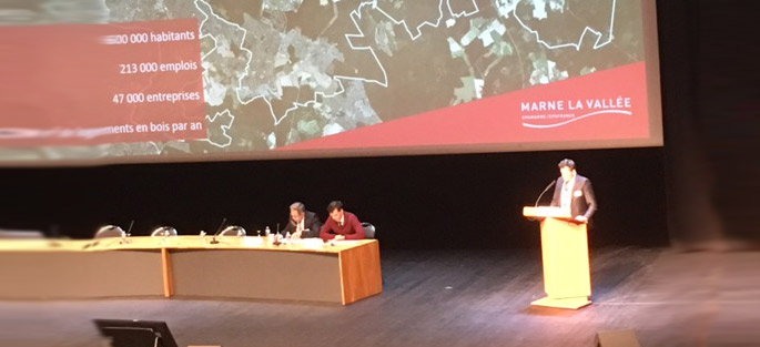 Crédit : ©Epamarne Prise de parole de Jean-Baptiste Rey, au Forum International Construction Bois, à Dijon (Avril 2018)