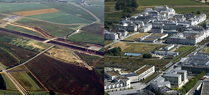 Avant/Après : Centre urbain du Val d'Europe à Chessy