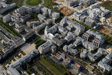 Photographie aérienne du centre urbain du Val d'Europe