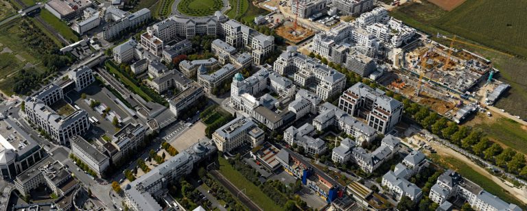 Photographie aérienne du centre urbain du Val d'Europe