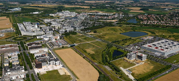Vue aérienne du futur Campus Universitaire du Val d'Europe (2017)
