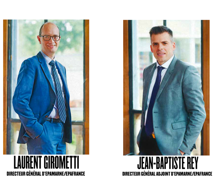 Portraits de Laurent Girometti, Directeur général d'EPAMARNE/EPAFRANCE et de Jean-Baptiste Rey, Directeur général adjoint d'EPAMARNE/EPAFRANCE
