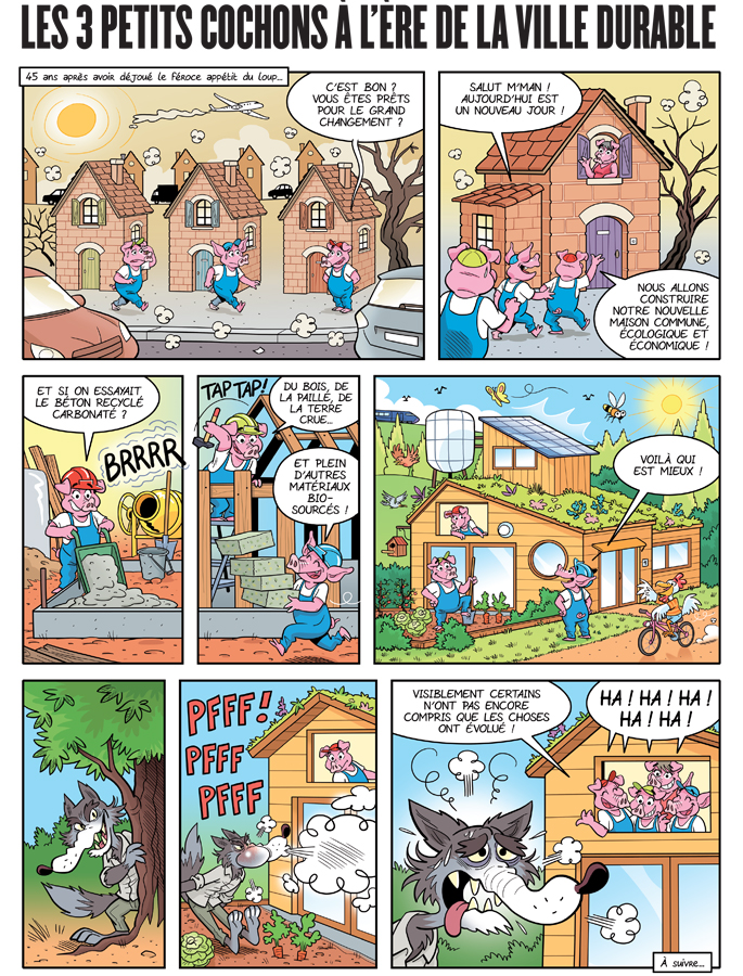 Bande dessinée : Les Trois Petits Cochons à l'ère de la ville durable
