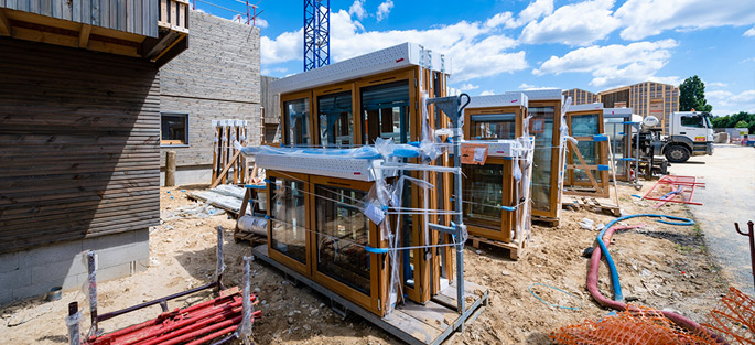 Crédit : ©Antoine-Meyssonnier ecoquartier le sycomore, chantier du programme de logements liv'in bussy (lot sy4) bbca - bois en juin 2018