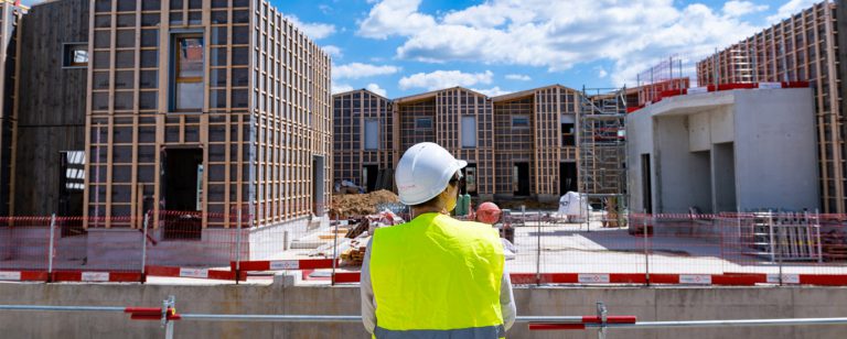ecoquartier le sycomore, chantier du programme de logements liv'in bussy (lot sy4) bbca - bois en juin 2018