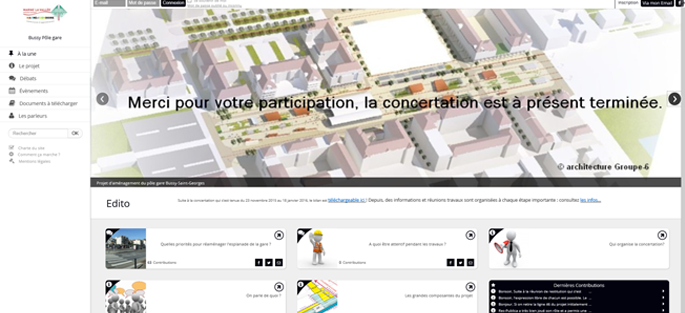 Le site internet de la consultation préalable au projet du pôle gare.